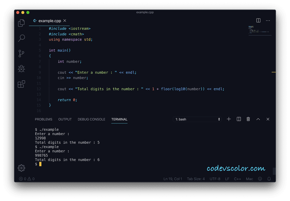 C++ total digits log