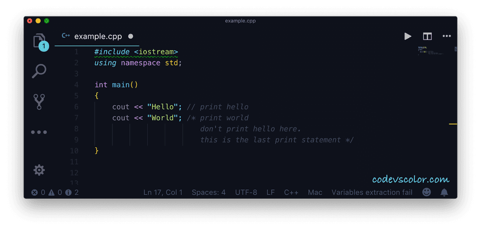 C++ comments example