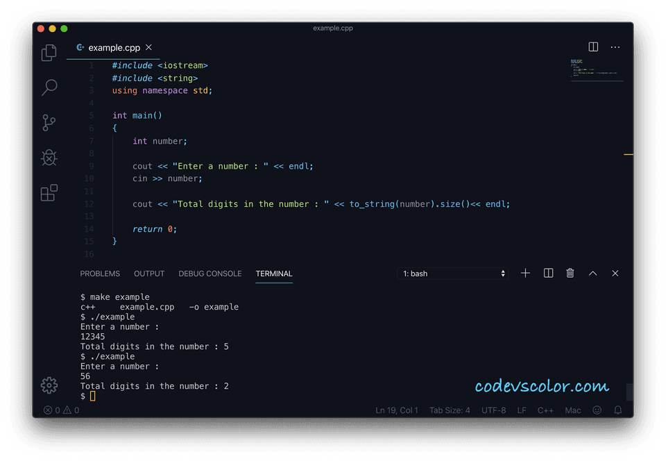 C++ total digits string