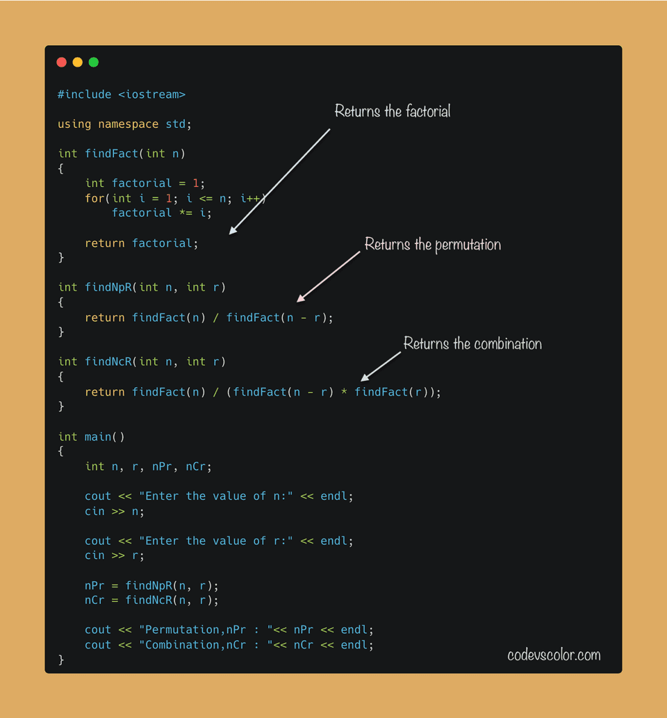 C++ find factorial of a number