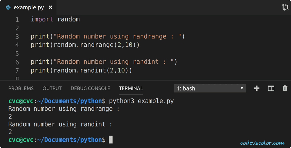 python randrange randint