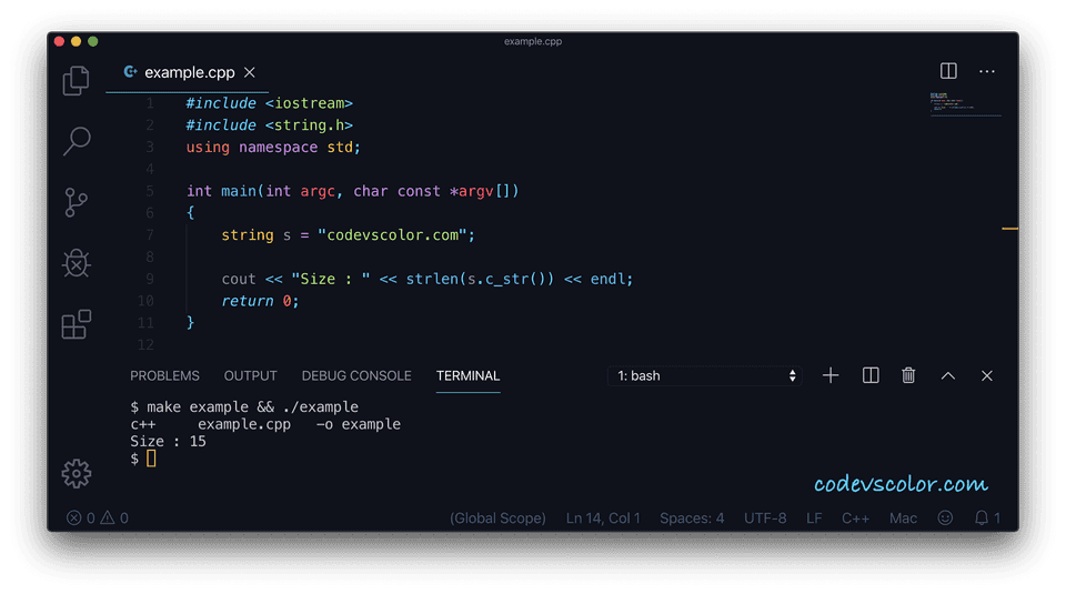 C++ string length strlen