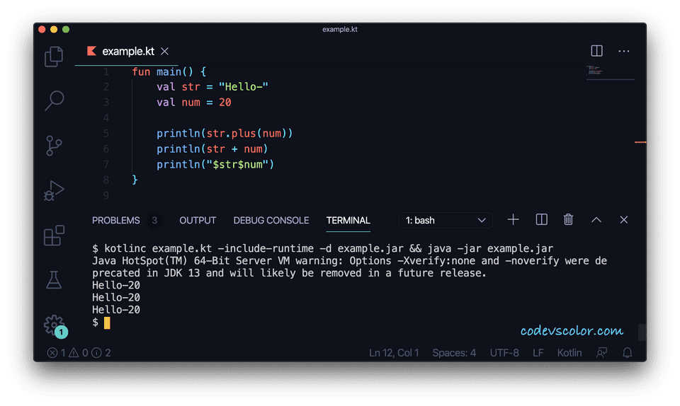 Kotlin concatenate string integer