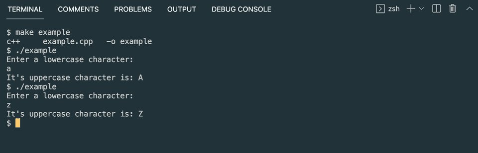 C++ lowercase to uppercase