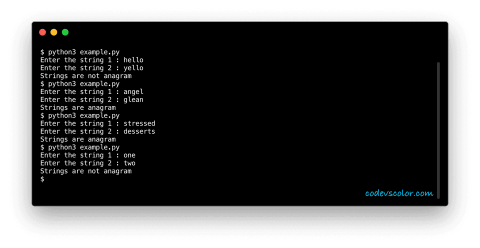 python example check string anagram