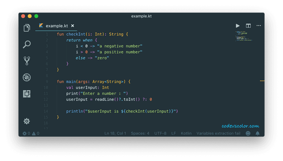 Kotlin check number positive negative zero