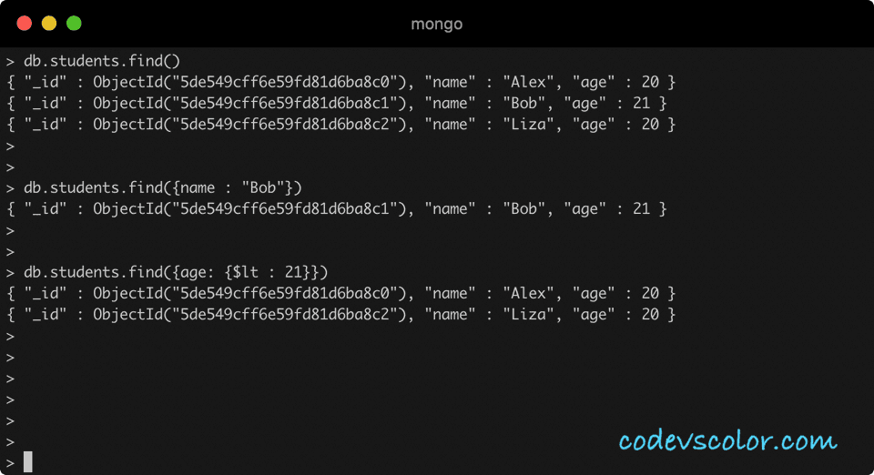 MongoDB find example