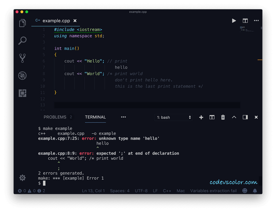 C++ comments example