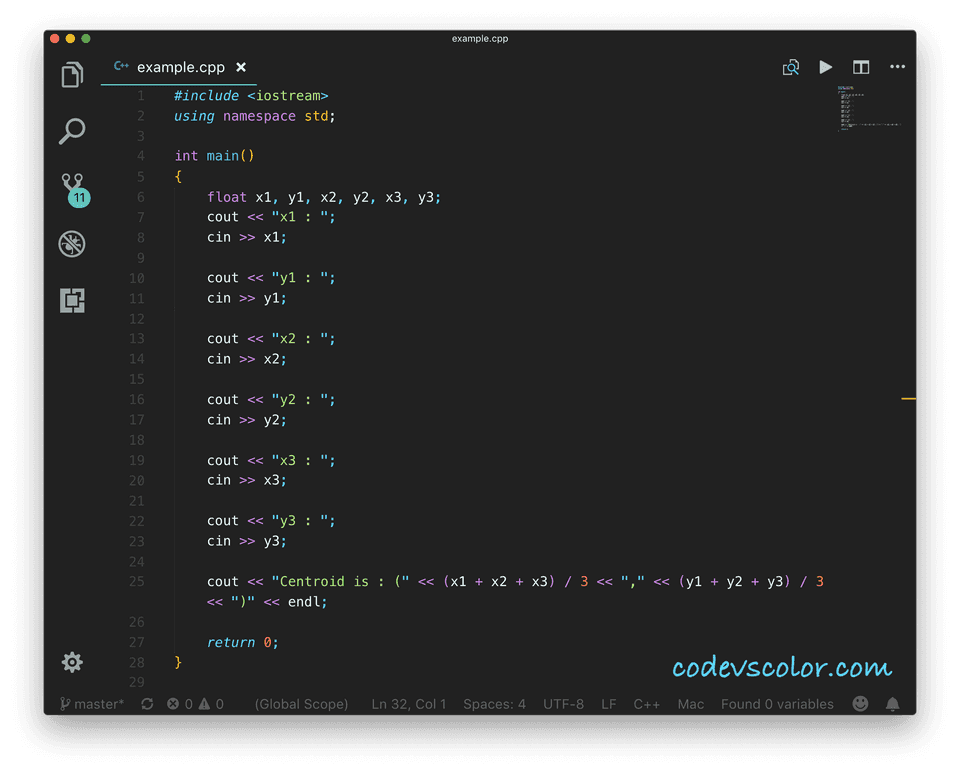 C plus plus centroid of a triangle
