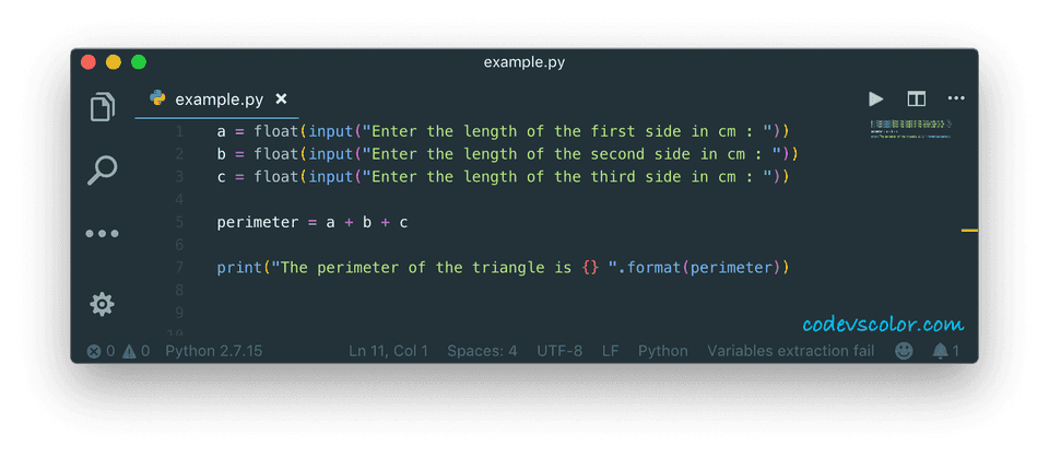 python find perimeter of triangle