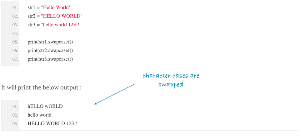 python swap case of character