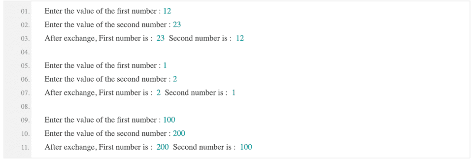 exchange two nos python