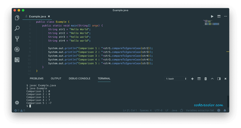 java compareToIgnoreCase example