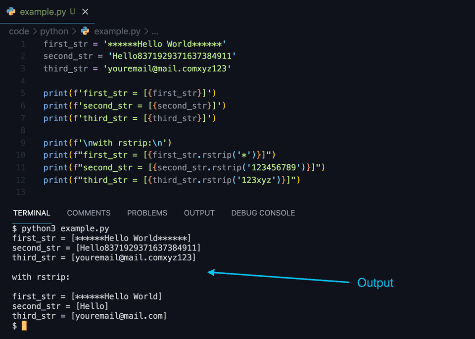 Python rstrip example