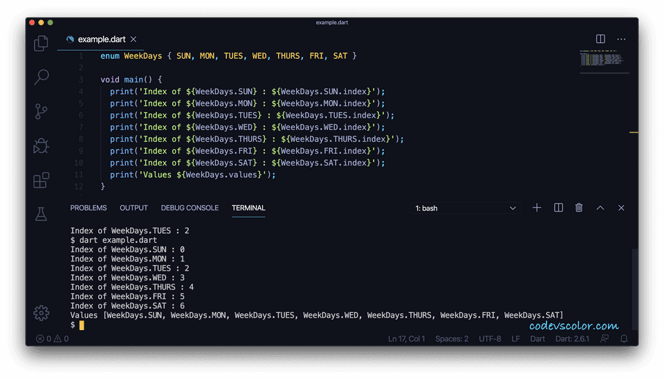 Dart enumeration index values