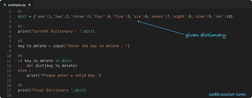 python delete key from dictionary