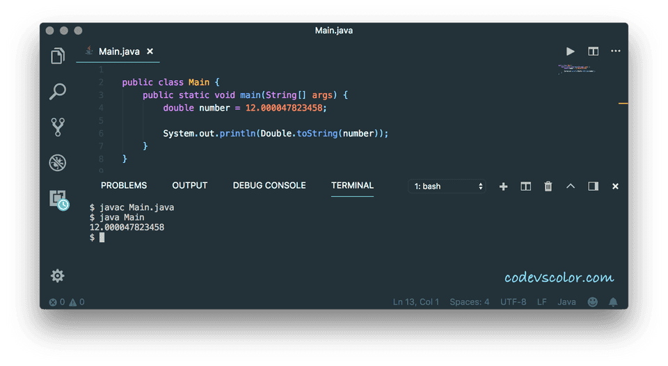 java convert double to string