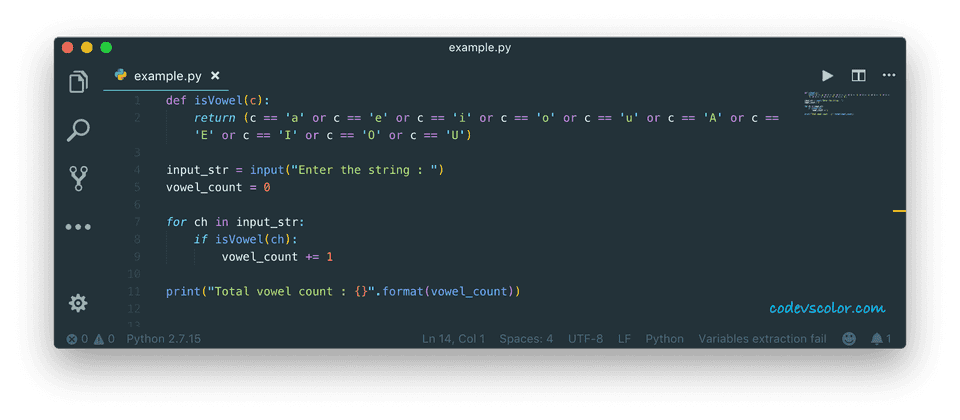 python calculate total vowel in string