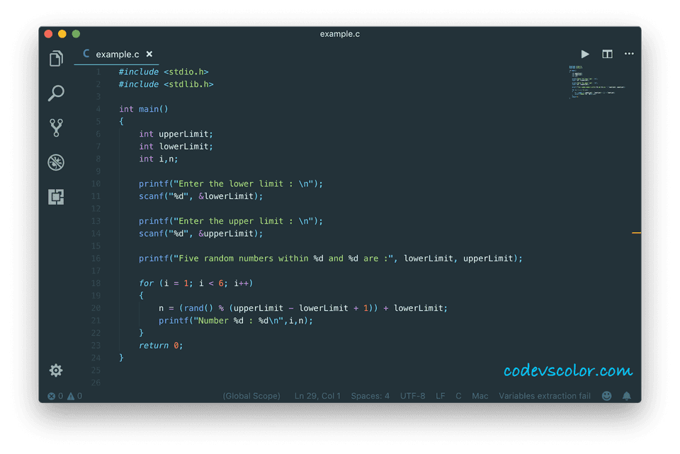 c print random number in range