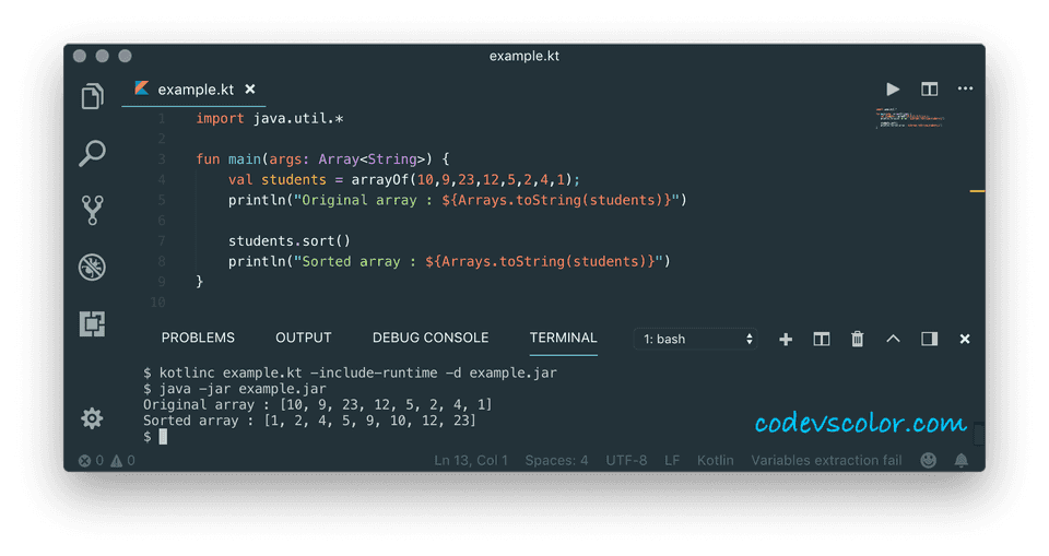 kotlin sort array