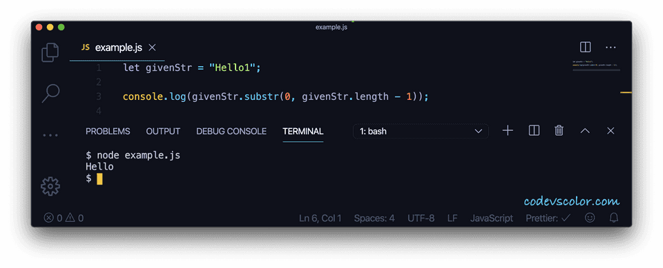 JavaScript remove last string character substring