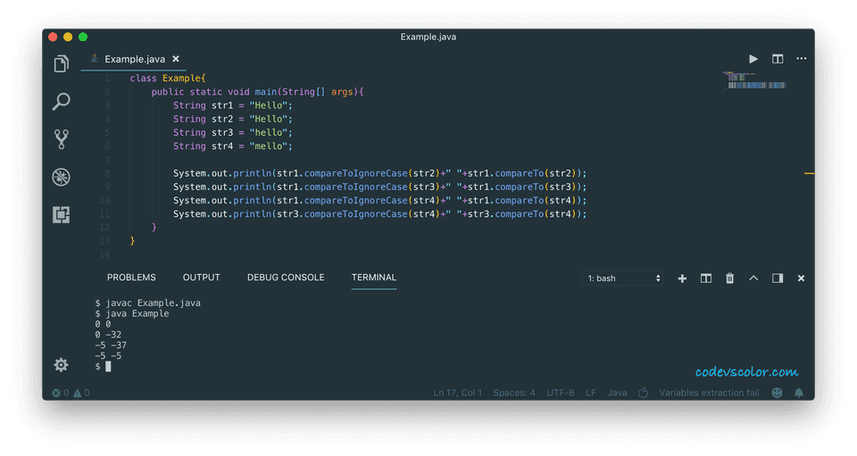 java comparetoignorecase compareto