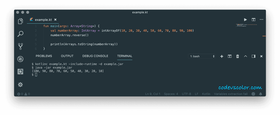 kotlin reverse an array