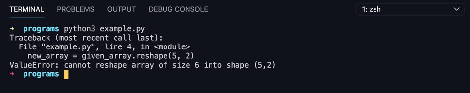 python numpy reshape example