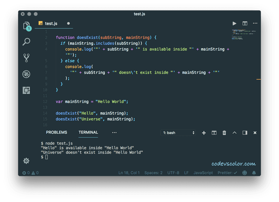 javascript check if string contains substring