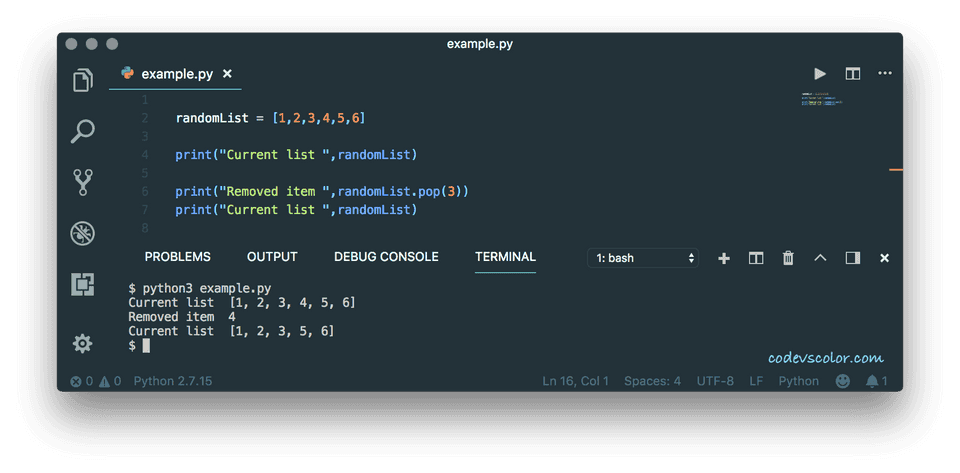 python add delete element from a list