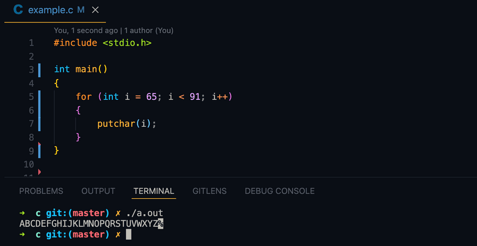 C putchar method example