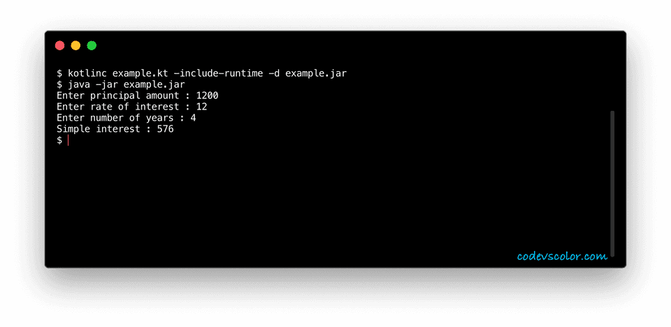 kotlin simple interest example