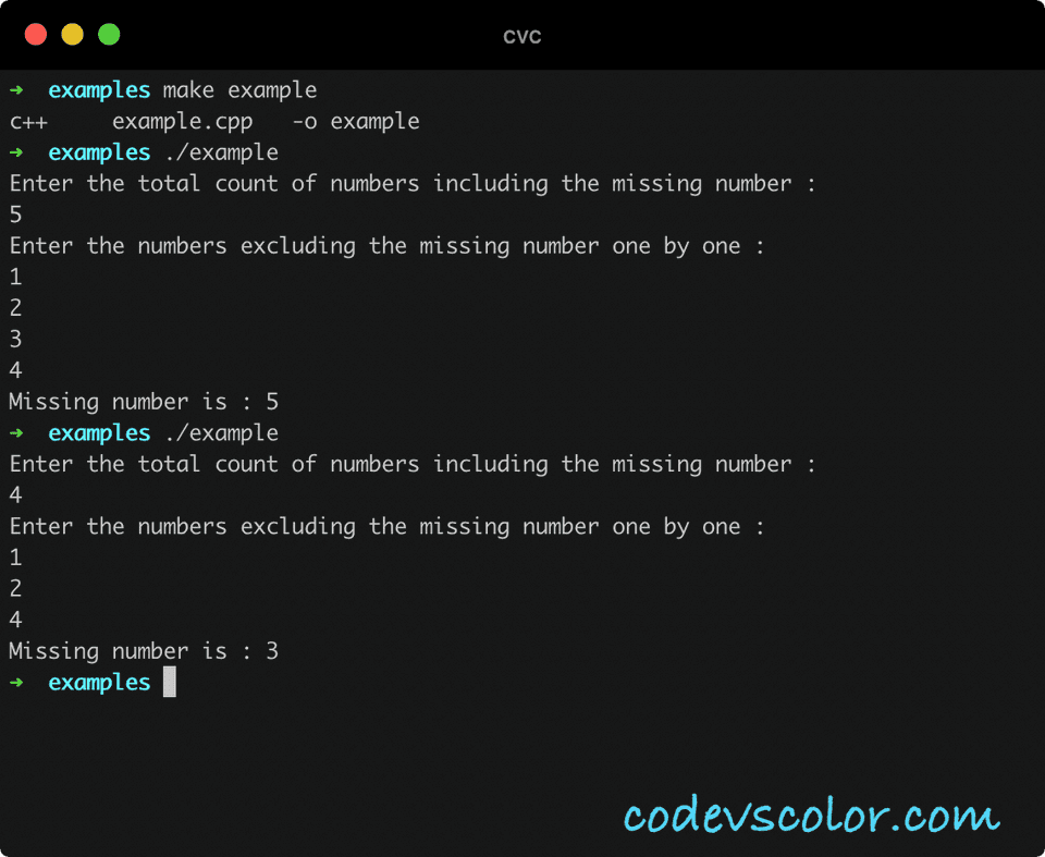 C++ find missing number