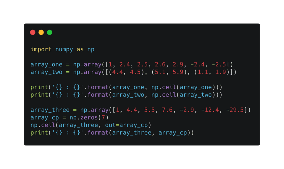 python numpy ceil