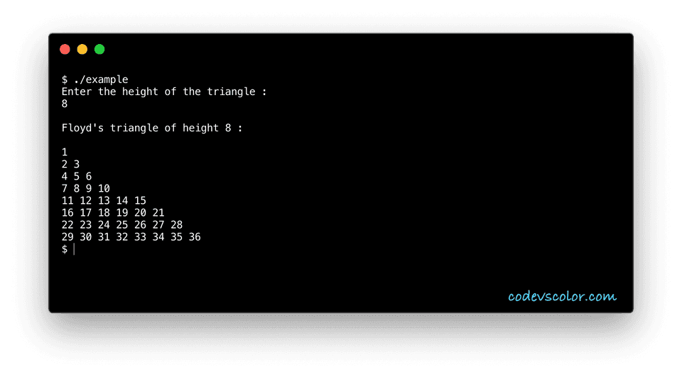 C++ floyd triangle example