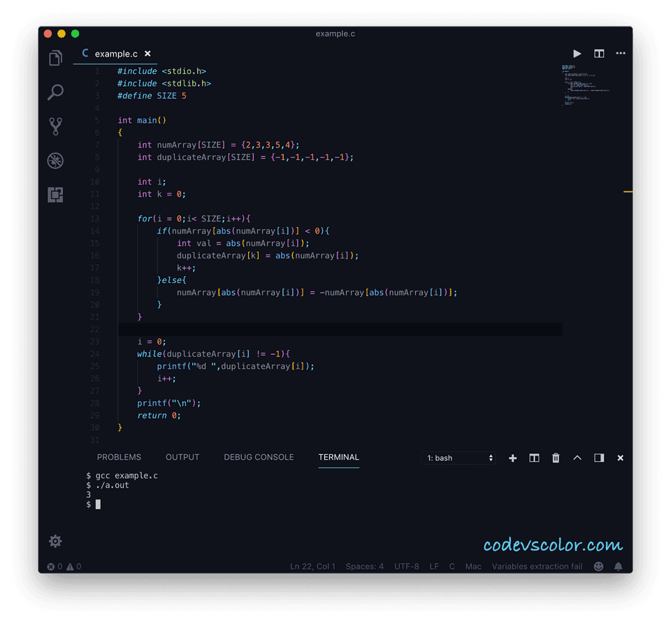 c find duplicate elements in an array