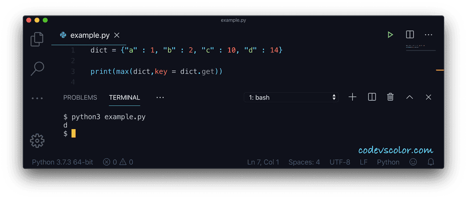 Python key maximum value example4