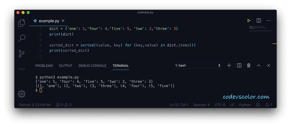 Python sort dictionary list comprehension