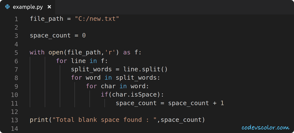 python count blank space in file