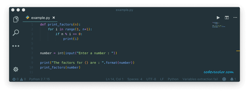 python find factors of a number using for loop