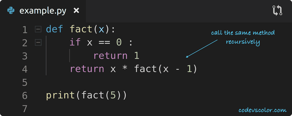 python find factorial using recursion