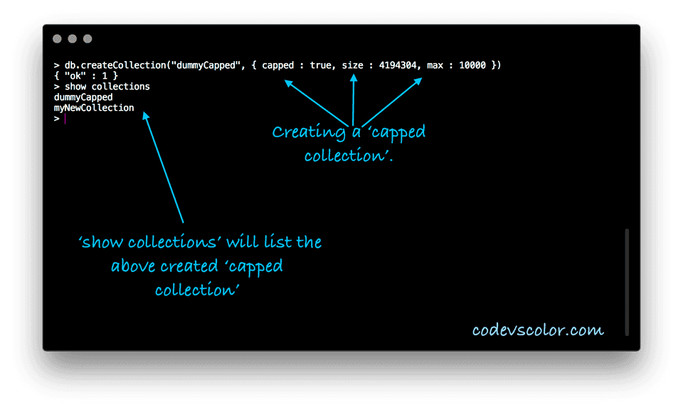 MongoDB create Capped collection