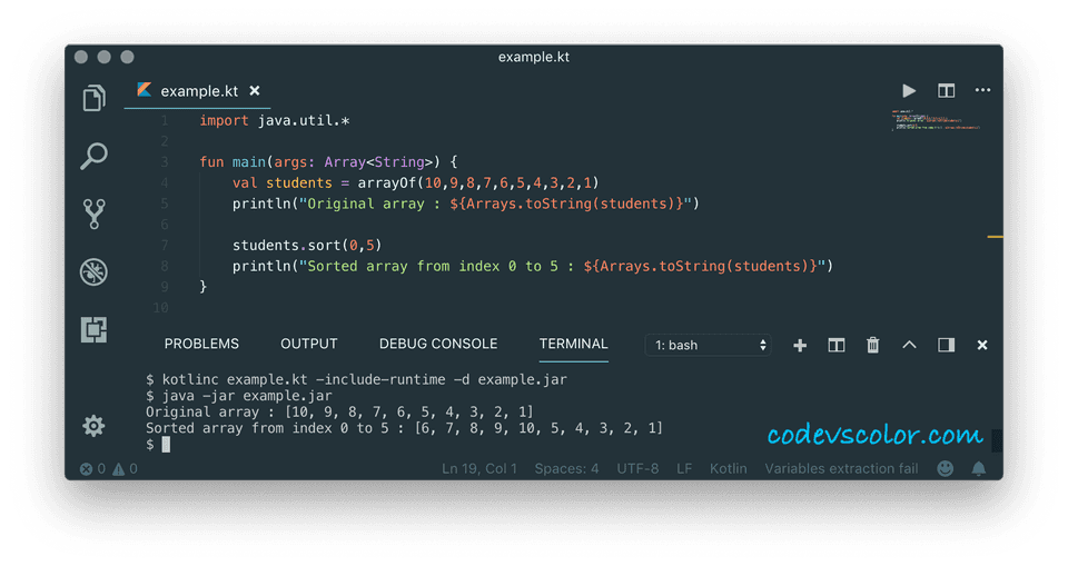 kotlin sort array