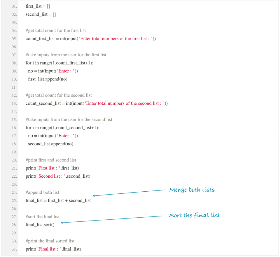 python merge and sort list