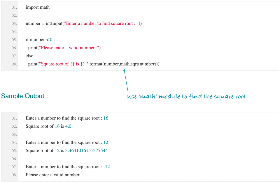 python find square root using math module