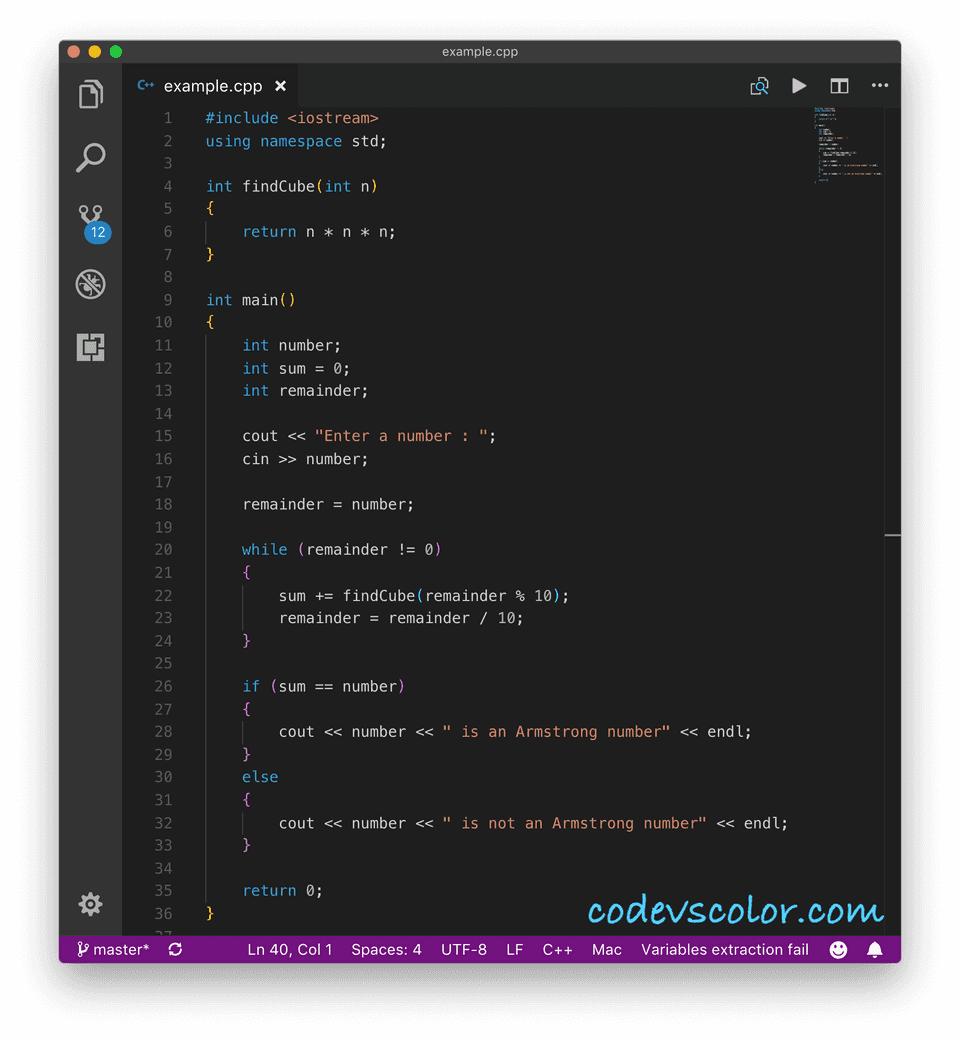 C++ program to check armstrong number
