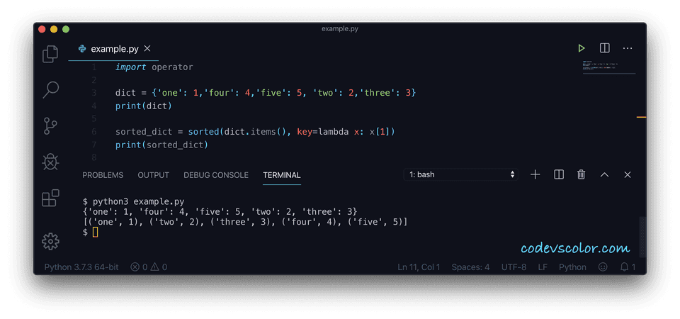 Python sort dictionary lambda