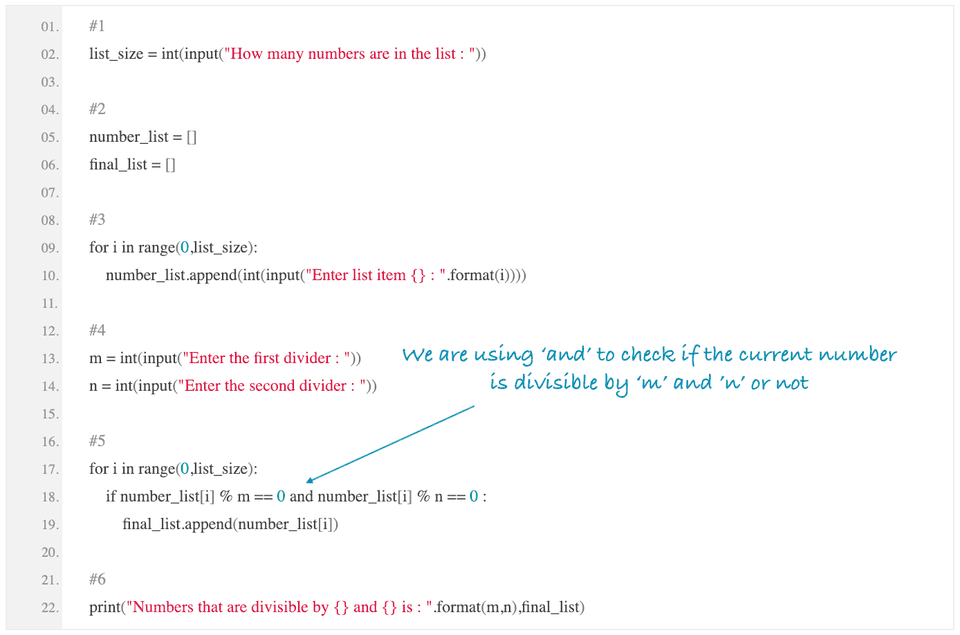 python find numbers list divisible by two nos