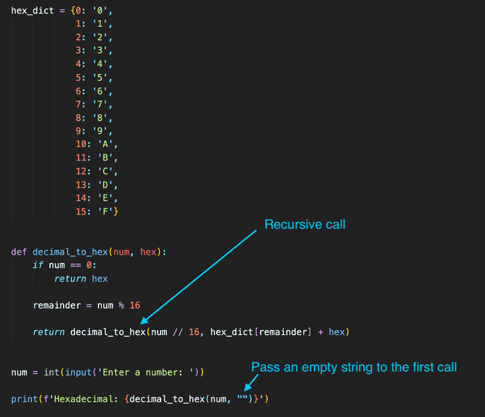 Python decimal to hexadecimal