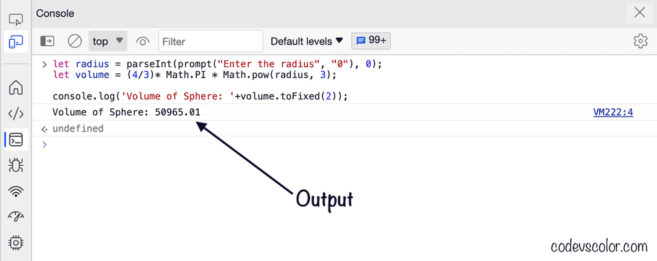 JavaScript program to find the volume of a sphere